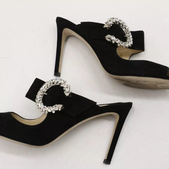 Jimmy Choo Saf 85 Crystal-Embellished Suede Sandals Size 39.5/US 9.5 - Picture 2 of 15